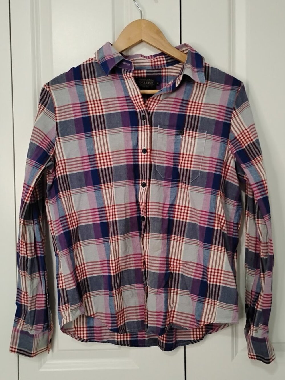 Pendleton Women's Multicolor Plaid Long Sleeve Collared Button-Up Shirt Size S